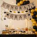Rustic Congrats Graduation Banner Class of 2026 Burlap Banner, Pre-Assembled Grad Party Decor Favor for High School College Grad