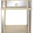 Deco 79 Wood Side End Accent Table Mirrored 1 Shelf End Table, Side Table 18" x 14" x 27", Beige