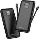 AsperX 2-Pack 10000mAh Portable Charger with Built-in Cables, USB-C Output Power Bank Fast Charging, LED Display Travel Essential Battery Pack for iPhone Android Google Pixel LG iPad Heated Vest, etc