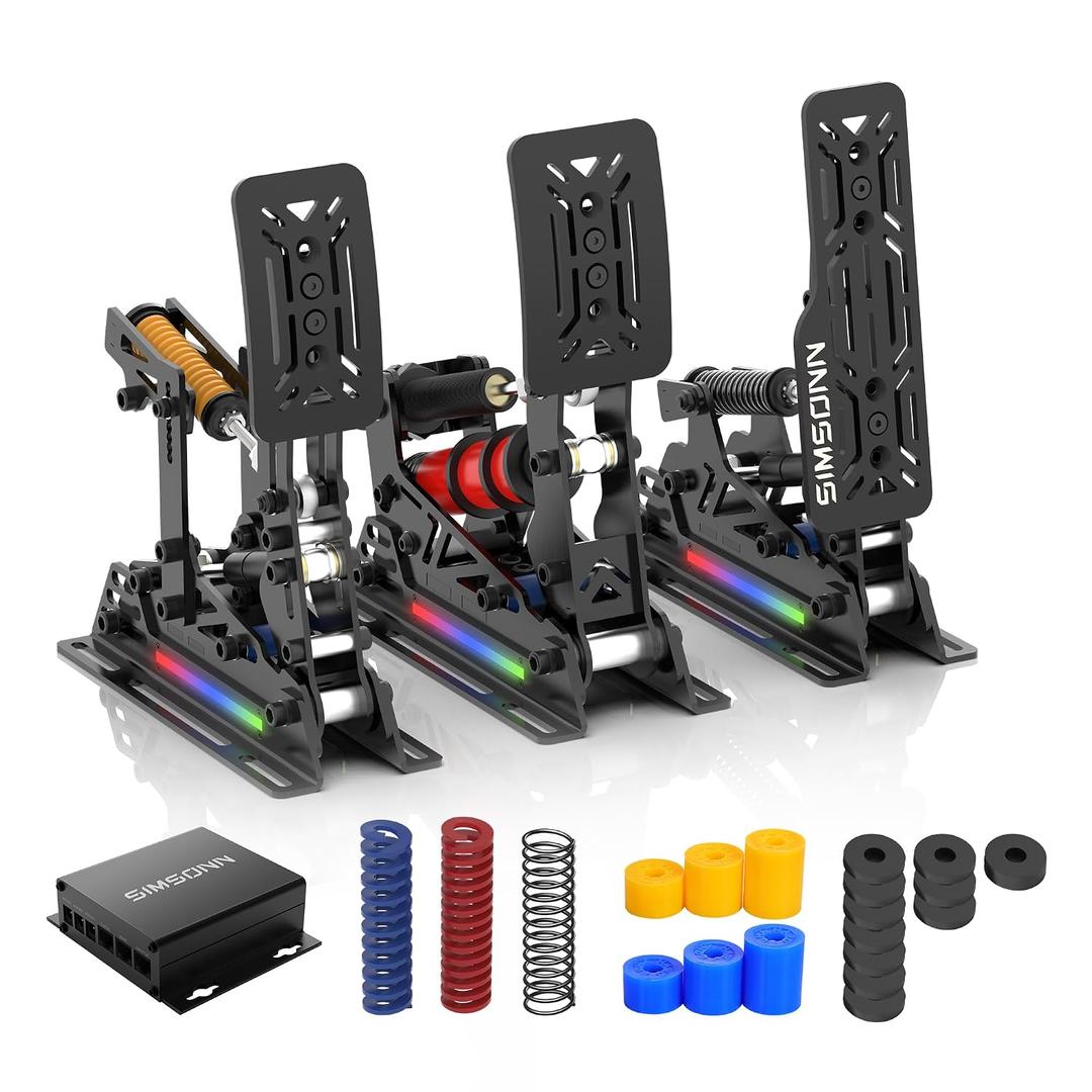 SIMSONN PRO X Ultra Sim Racing Pedals PC Racing Simulator Load Cell HE Hydraulic Pedals Support Haptic Reactor (PRO X Ultra P3-H3)