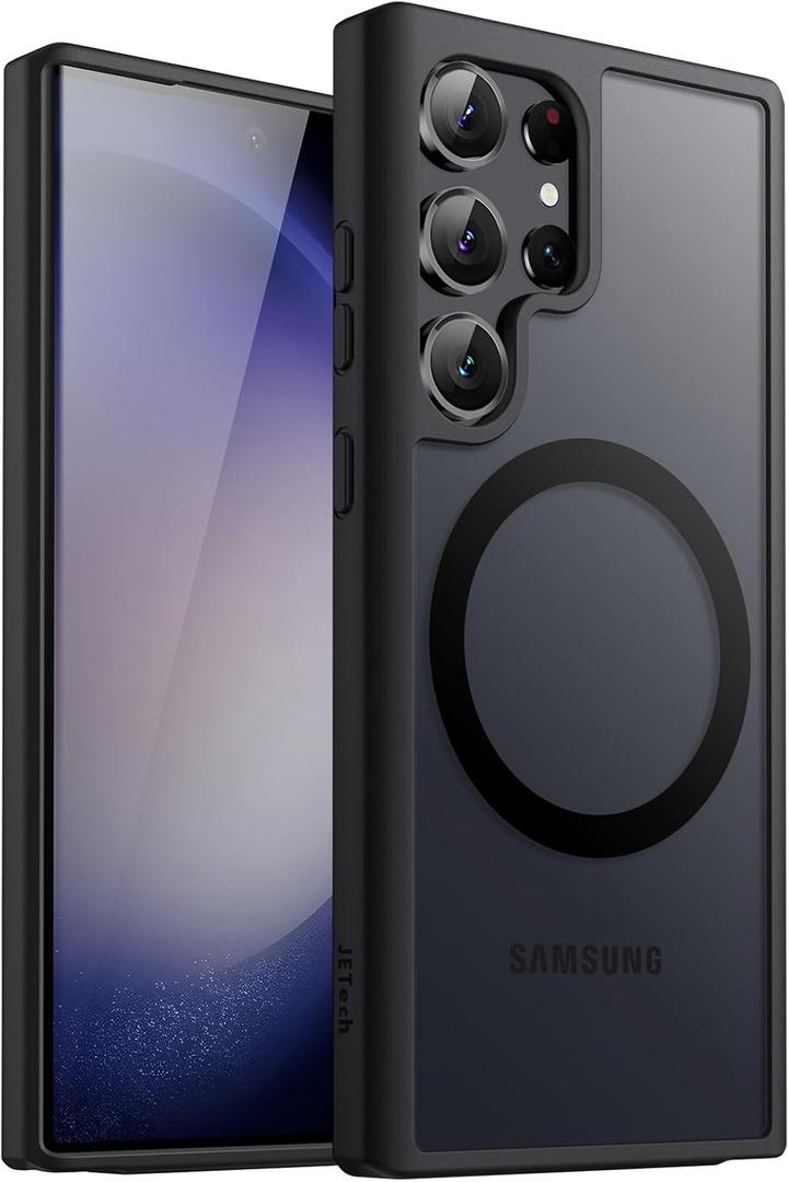 JETech Magnetic Case for Samsung Galaxy S23 Ultra 5G 6.8-Inch, Compatible with MagSafe, Translucent Matte Back Shockproof Phone Cover (Black)