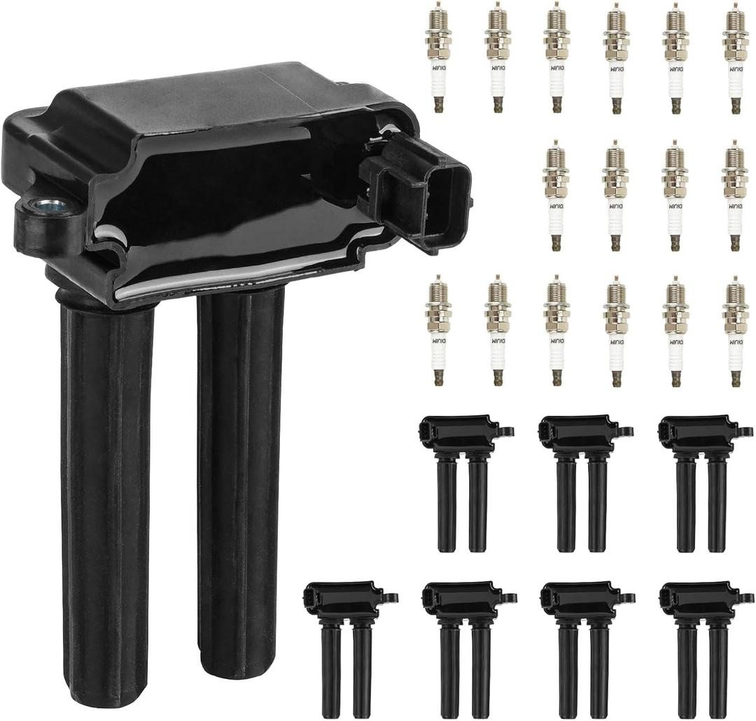 Ignition Coils & Iridium Spark Plugs UF504 for Dodge Jeep Challenger Charger Durango Ram 1500 2500 3500 Commander Grand Cherokee Chrysler 300 5.7L 09 10 11 12 13 14 15 16 17 18 19 20-8 Set