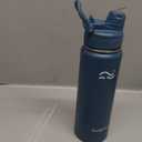 Insulated Water Bottle with Silicone Boot (36hrs Cold/18hrs Hot) - DIY Stickers, Leakproof, BPA Free, 24 oz [2-IN-1 LID] (Cyan)