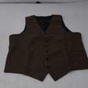 VOBOOM Men's Slim Fit Herringbone Tweed Suits Vest Premium Wool Blend Waistcoat (XX-Large, Khaki)