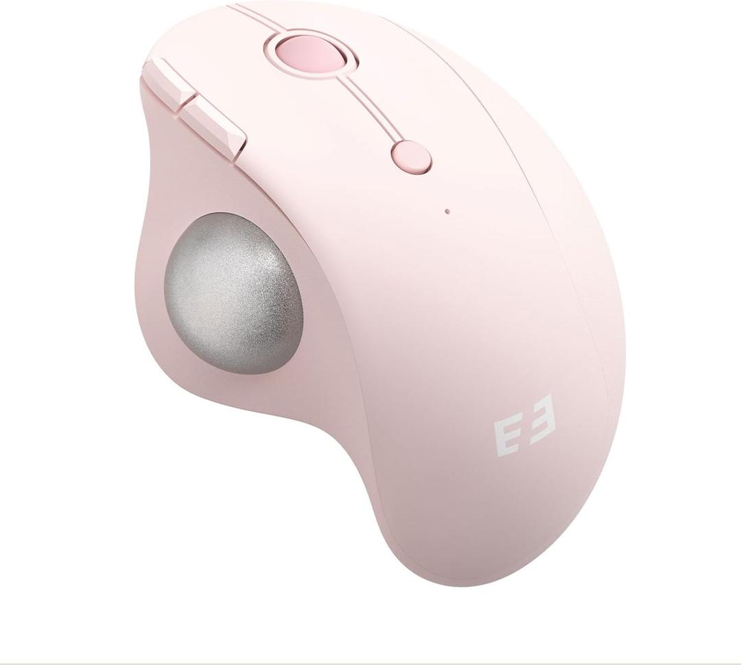 seenda Wireless Trackball Mouse, Bluetooth - Ergonomic Rollerball Mouse Rechargeable, 3 Device Connection Optical Mice Adjustable DPI Thumb Control Mice Compatible for Mac/Android/Windows - Rose Pink