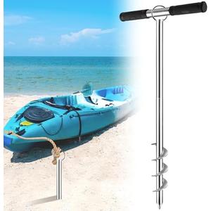 XUYUZDQ Boat Anchor, 29" Shallow Water Sand Anchor - Stainless Steel Sand Anchor with Spiral Blades, Boat Anchor Kit for Dive Beach, Kayak, Jet Ski, Small Boat Fixing Accessories