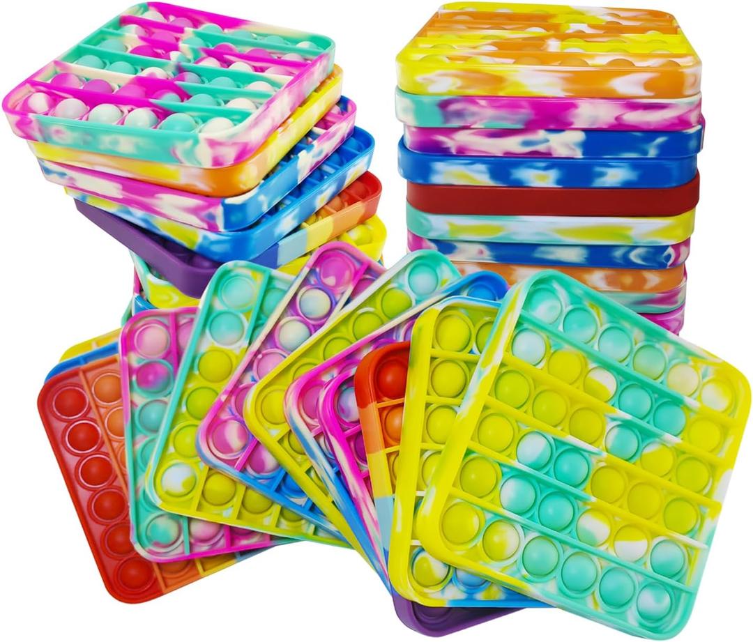 12 PCS Pop Fidget Sensory Toys for Party Favors, Stress Relief Pressure Relieving Toys for Kids, Birthday Gifts and Classroom Game Prize Supplies, Christmas Party Gift for Kid and Adults