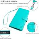 Bocasal Wallet Case for iPhone 14 Plus, RFID Blocking Magnetic Flip Case with Card Slots Holder Kickstand Wrist Strap, PU Leather Folio Shockproof Protective Cover 6.7 Inch (Light Blue)