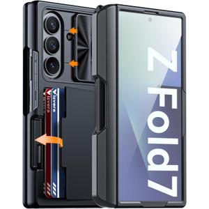 Vizvera for Samsung Galaxy Z Fold 7 Case RFID Wallet with Cards Holder [S Pen Included] [Camera Cover] Shockproof Silicone Protective Phone Case for Z Fold 7 2025(Black)