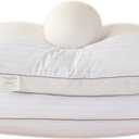 Goose Feather Down Pillow, 100% Cotton Cover Bed Pillow Stripe White Standard (Pack of 2)