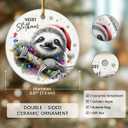 5 x Sloth Ornaments 2025 for Christmas Tree - Cute Xmas Sloth Gifts for Women Friends, Teens, Adults, Double Sided Animal Ornaments for Funny Animal Lover Gifts for Men