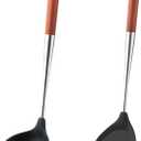 2 x FJNATINH Silicone Spatula Ladle Set - BPA Free Stainless Steel Non Stick Heat-Resistant Kitchen Tools Cooking Utensils Cookware with Wooden Handle, 2 Pcs