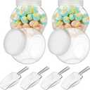 Umigy 4 Sets Clear Plastic Candy Jars with Lids and Scoops, 42 oz Clear Cookie Jars for Candy Pantry Buffet Kitchen Home Party Wedding Airtight Storage Containers Organize Sugar Tea Coffee Snacks
