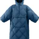 ATEPA Wearable Sleeping Bag, Recycled Water-Resistant Camping Blanket Poncho, Ultralight Packable Stadium Blanket for Outdoor (Blue)