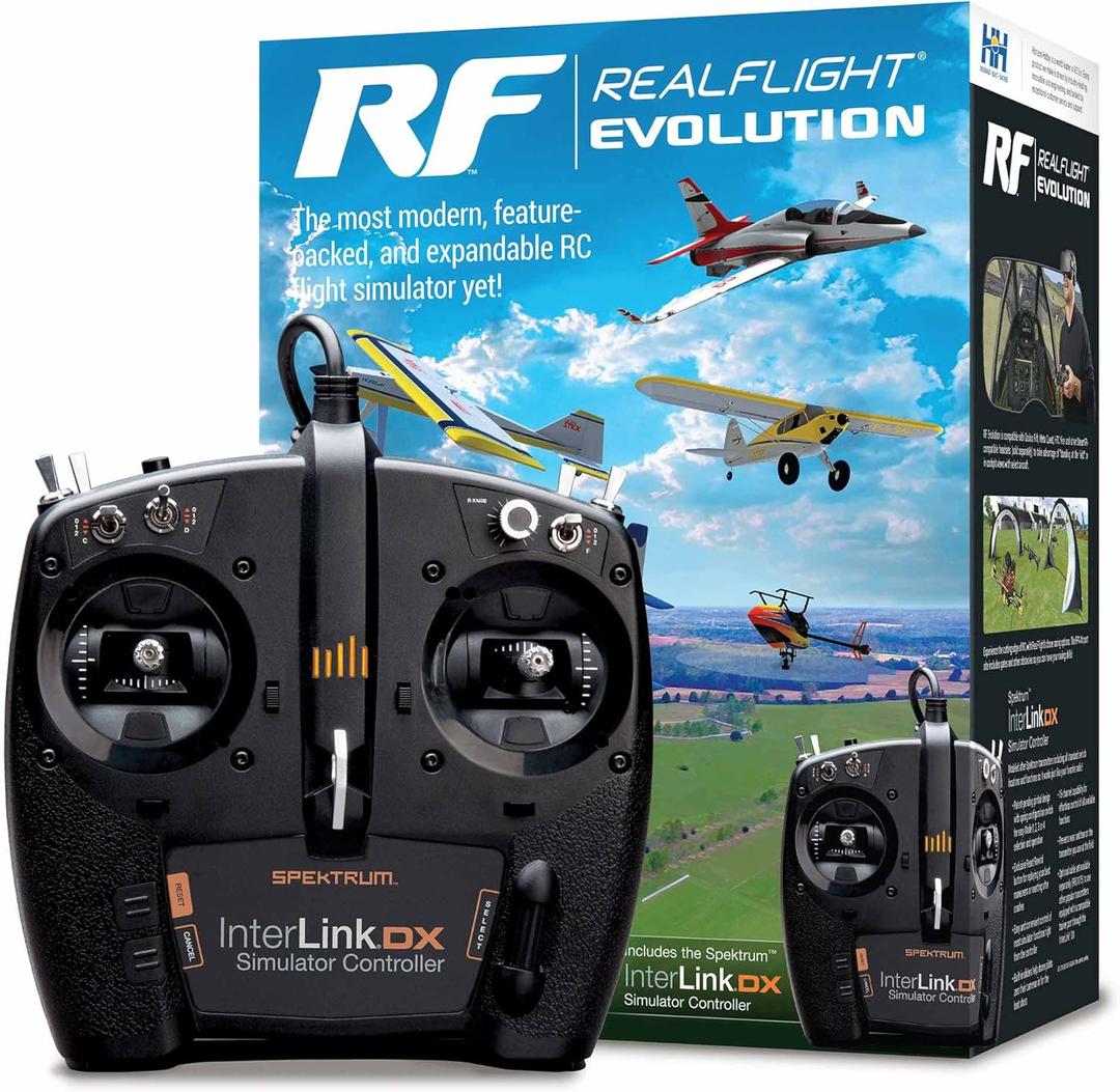 REALFLIGHT Evolution RC Flight Simulator Software with Interlink DX Controller Included RFL2000 Air/Heli Simulators Compatible with VR headsets Online Multiplayer Options