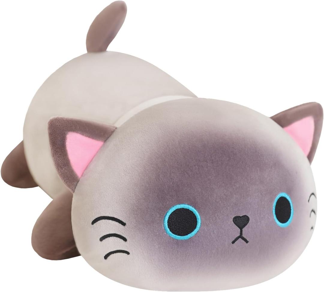 SQEQE Weighted Siamese Cat Plush, Weighted Siamese Cat Stuffed Animal, Cute Plushies Soft Pillow Toy Gift for Kids Adults 9.8 Inch, 0.8 Lbs