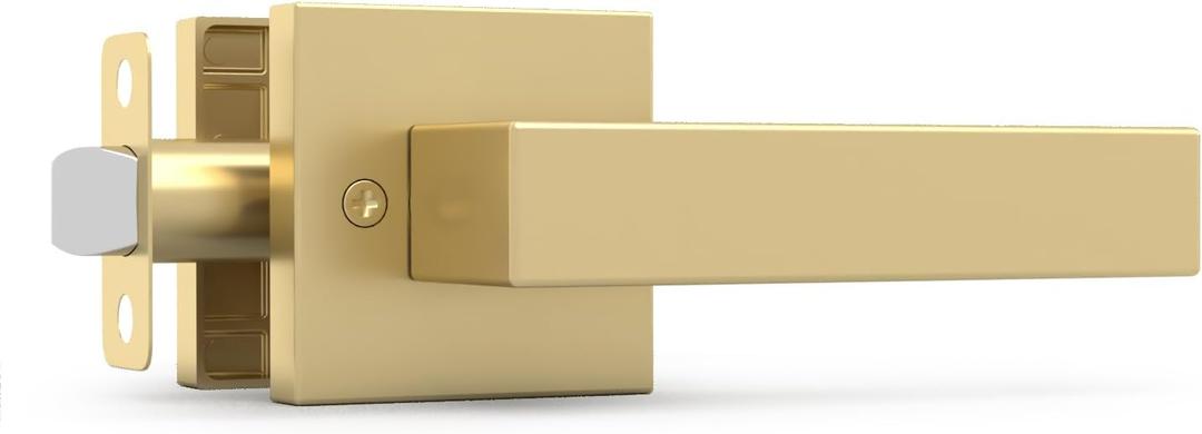Passage I Lever Door Lock Handle Set for Closet or French Doors I Single Side, Non-Turning I Fits All Standard Door Sizes I Screws Included - Satin Brass (1 Pack) with Covered Screws, 5"