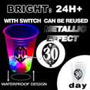 mishunyus 30th Birthday Party Cups 24 Pack- Glow for Funny RIP Twenties Theme Decorations, 16oz