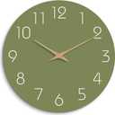 Mosewa Modern Wall Clock Silent Non Ticking 12 Inch Olive Green Battery Operated Simple Minimalist for Living Room Office Bedrooms Kitchen Home Decor