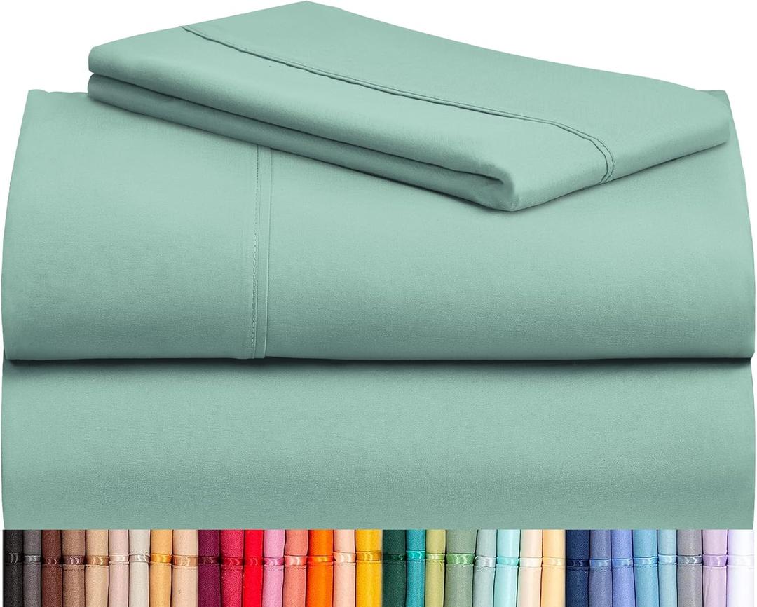 LuxClub 3 PC Twin Sheet Set, Deep Pockets Wrinkle Free Cooling Bed Sheets Hotel Bedding for Women, Men, Includes 1 Fitted Sheet, 1 Flat Sheet and 1 Pillowcase-Silky Soft Light Teal
