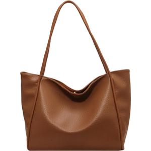 Large Vegan Leather Weekender Bag - Women's Shopper Handbag (Khaki)