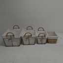 Metal Wire Storage Basket with Burlap Liner, 1. 15-11 2. 13-9. 3. 11-7 4. 10-6.5 In