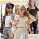 LessonZoo 3 Pack Girls Ribbed Crop Tops, 3-Color, 5-6 Years