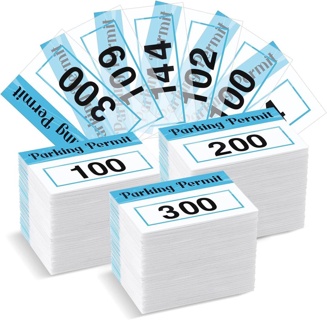 Clabby 300 Pcs 2x3 Inch Parking Permit Stickers Static Window Stickers with Front Adhesive, Car Windshield Decals Numbered (Numbered 001-300,Blue)