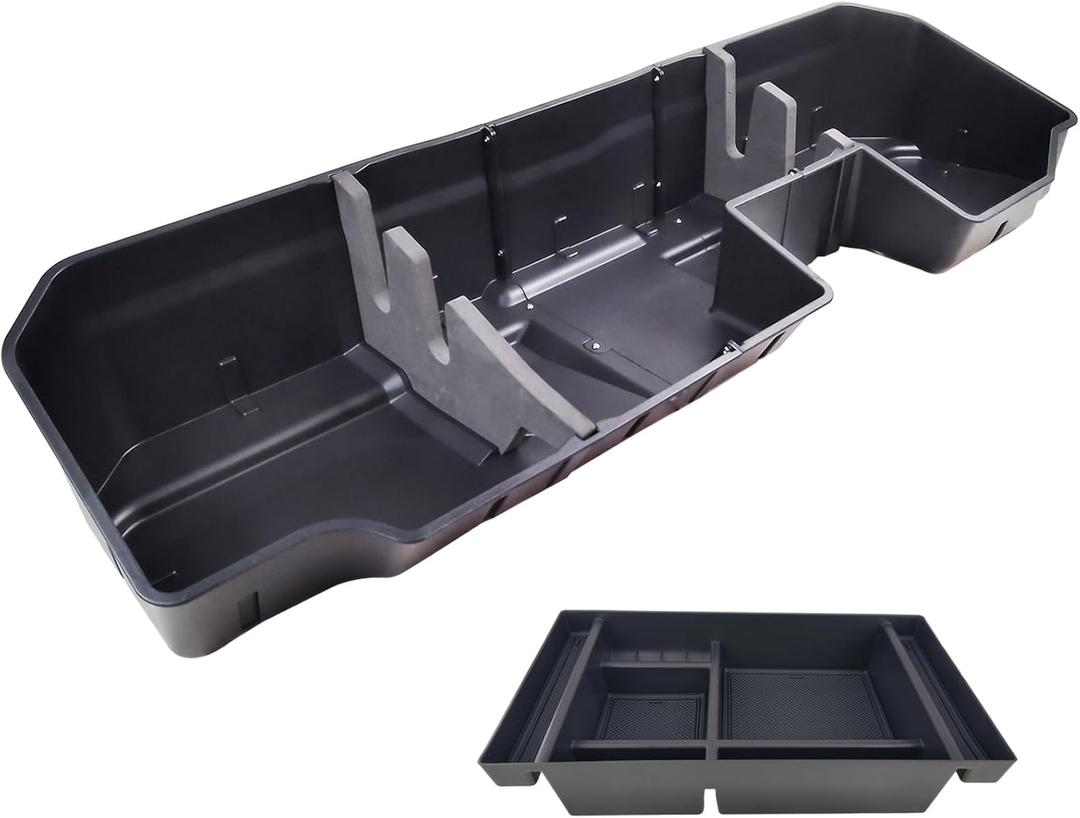 Under Seat Storage Box & Center Console Organizer Tray Fit for 2019-2025 Chevy Silverado 1500 GMC Sierra 1500 2020-2025 2500 3500 HD Double Cab & Crew Rear Under Seat Storage Organizer Box