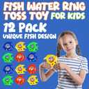 Fish Water Ring Toss Toy - (Pack of 12) Water Ring Game Handheld Fun Aqua Arcade Retro Game Pocket Travel Toys for Car Road Trip Activities for Kids Birthday Party Favors Goodie Bags Stuffers for Kids, 12-Pcs
