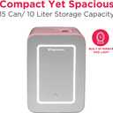 FRIGIDAIRE Mini Personal Fridge Cooler, LED Lighted Mirror, 6.5L Capacity, 9 Cans, 100% Freon-Free & Eco Friendly, for Makeup, Skincare, Portable, Pink, Standard