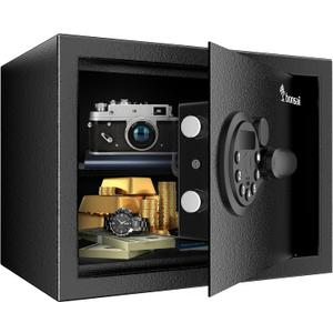 Bonsaii Safe, 0.6 Cubic Safe Box with Electronic Keypad, Removable Shelf, for Valuables Jewelry and Documents in Home, Hotel, or Business, 9.84" x 13.78" x 9.84" Inches, SF002