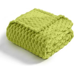 Flannel Fleece Throw Blanket, 3D Jacquard Green Fuzzy and Warm Blanket for Couch,Sofa,Bed,Chair, 300GSM Super Soft Touch Cozy Throw for All-Season Home Decor(50x40inch)