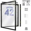 Flybold Jersey Frame - Jersey Display Case - Sports Jersey Framing Kit for Football, Basketball, Baseball and More - 98% Anti Fade UV Protection - Large Matte Black Memorabilia Shadow Box with Lock