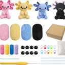 Milaflora 4Pack Axolotl Crochet Kit for Beginners Adults, DIY Crochet Animal Kit with Step-by-Step Video Tutorials, Crocheting Kits for Starters, Beginner Crochet Kit for Adults