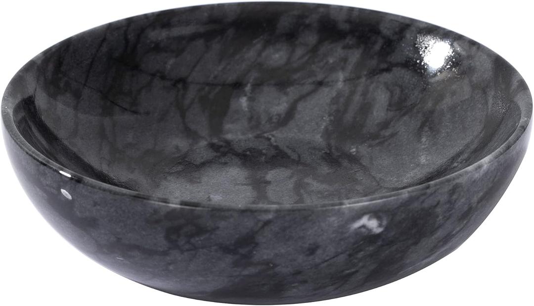 4.72 Inch Small Decorative Bowls, Natural Marble Decorative Bowls for Home Decor, Key Bowl, Coffee Tables Centerpiece, Soap Serving Bowl, Incense Burner, Smudge Bowl (Natural Black)