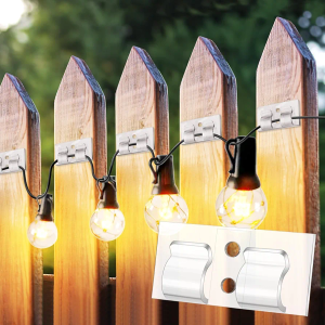 Hooks for Outdoor String Lights Clips,Outdoor Light Clips with Waterproof Adhesive Strips,Heavy Duty Cable Clips Hooks for Hanging Christmas Halloween Lights Party Decorations (Clear, 30-Pack)