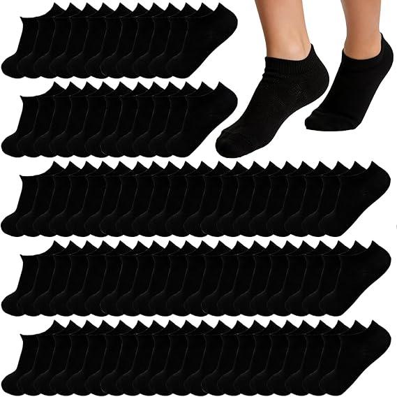 16 Pairs 9-12 Years Pure Black Boys Low Cut Ankle Socks Kids Crew Athletic Breathable Cushion Sole Socks for Running Hiking