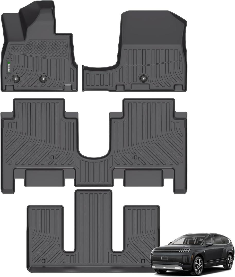 ANBINGO Floor Mats for 2026 Hyundai ioniq 9 6 Seats, (Slide The Front Center Console Back), 2nd Row with Bucket Seat, Performance Limited/Calligraphy/Calligraphy Design, Custom Mats - Black