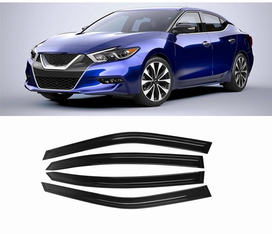 Tape-On Window Visors 4-Piece for 2016-2024 Nissan Maxima Sun Rain Guards Shield Shade Smoke