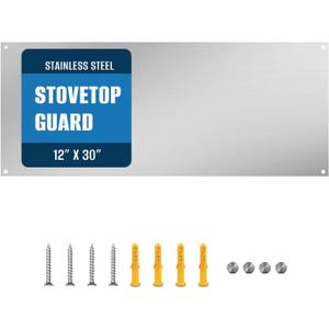 12" By 30" Stainless Steel Stove Backsplash, Reversible Ultra Flat Splatter Guard Range Hood Backsplash, Easy Clean Wall Shield Metal Panel, Compatible with Broan-NuTone 413004, Sliver