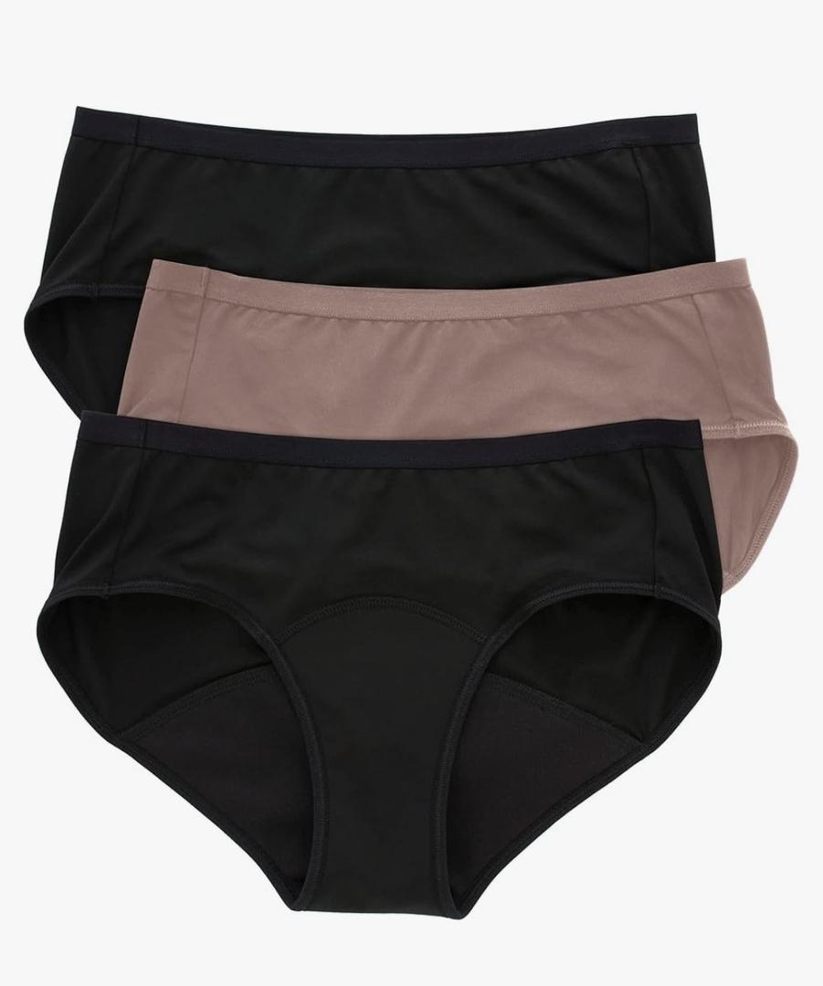Hanes Comfort, Women's Period Underwear, Moderate Leaks Protection, Washable Hipster Panties, 3-Pack 14