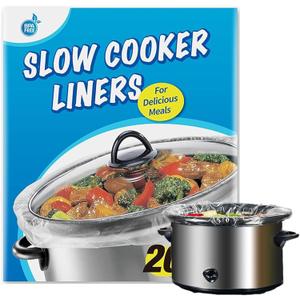 Slow Cooker Liners 20 Count Cooking Bags Extra Large Size Disposable Pot Liners, Fit 6QT to 10QT for Slow Cooker Cooking Trays Suitable for Oval & Round Pots 14"x 22", 20 Liners