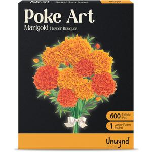 Unwynd Poke Art Marigold Flower Bouquet | Mess-Free Arts and Crafts for Adults | Teen Craft Kits | Mother's Day Flowers Gift | Gifts for Mother, Women and Men