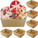 Fainne 30 Pieces Baskets for Gifts Empty 10 x 8 Inch Gift Baskets Empty to Fill Large Christmas Cardboard Market Tray with Handles for Xmas Birthday Wedding Thanksgiving Graduation Home(Brown)