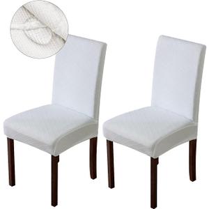 Genina Waterproof Chair Covers for Dining Room Dining Chair Covers Kitchen Parsons Chair Covers (White, 2 PCS)