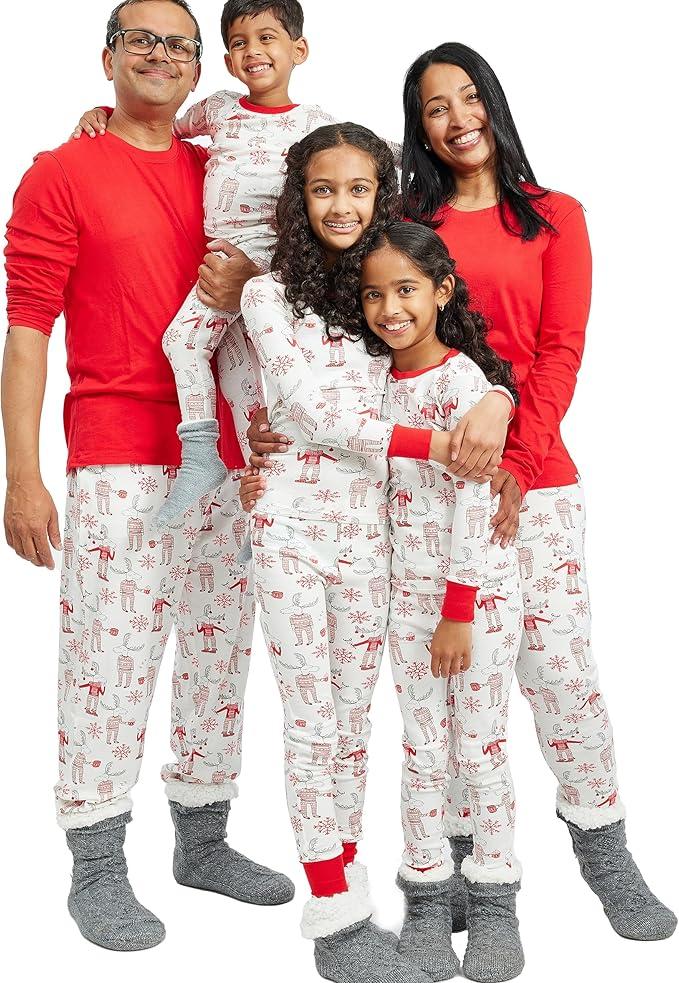Holiday Pajamas 100% Organic Cotton for Men, Women, Kids, Toddlers, Baby Boys, Girls, Unisex, Pets, S