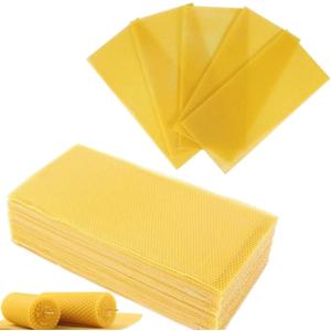 30Pcs Beeswax Sheets for Candle Making, Natural Wax Foundation for Bee Frames, DIY Candle Making Kit, Bees Wax Sheets for Beehives Honey (16.34 x 7.68inch)