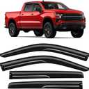 Rain Guards Fit for Chevy Silverado/GMC Sierra 1500 Crew Cab 2019-2026, Tape-on Durable Side Window Wind Deflectors & Visors 2019-2026 Silverado/Sierra 2500HD 3500HD Crew Cab Rain Guard Black 4 PCS