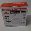 YAMATIC Pressure Washer Hose 50FT 1/4" ID, Standard (2) M22 Brass Fittings, 3200 PSI Kink-Resistant Replacement for Ryobi, Troy Bilt, Greenworks, CRAFTSMAN M22 Threads Power Washers